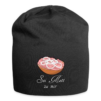 Mettbrötchen Hackfleisch Mett Hack - Jersey-Beanie - Schwarz - Vorne