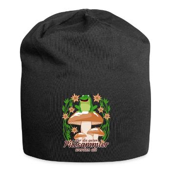 Pilzsammler Pilze Frosch Pilz - Jersey-Beanie - Schwarz - Vorne
