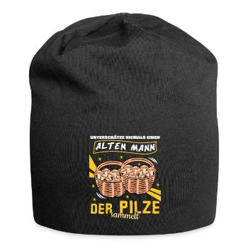 Pilze im Korb Pilz Pilzsammler - Jersey-Beanie - Schwarz - Vorne