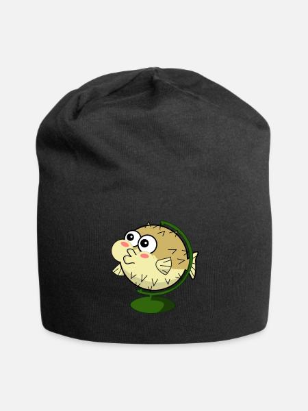 Funny puffer fish - Jersey Beanie - black