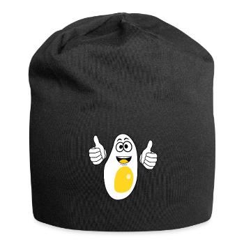 Eier Gebratenes Ei - Jersey-Beanie - Schwarz - Vorne