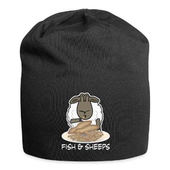 Sheep eats Fish and Chips Shepherd - Jersey Beanie - black - Front