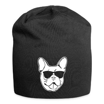 French Bulldog with Sunglasses - Jersey Beanie - black - Front