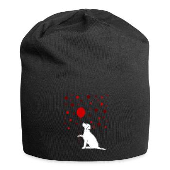 Labrador Retriever with red Balloon - Jersey Beanie - black - Front
