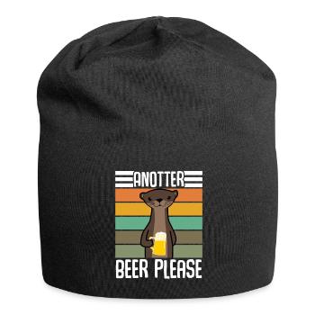 Otter With Retro Beer - Jersey Beanie - black - Front