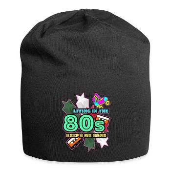 1980's 80s Retro - Jersey Beanie - black - Front
