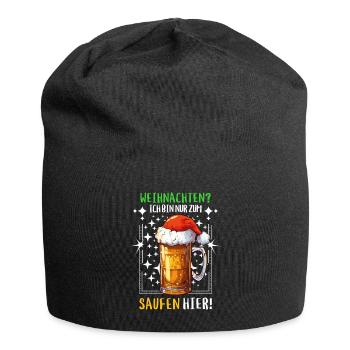 Weihnachten Bier Saufen Alkohol Prost Lustig Humor - Jersey-Beanie - Schwarz - Vorne