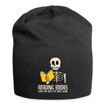 Books Reading Book Skeleton Bookworm - Jersey Beanie - black - Front