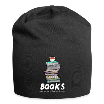 Books Reading Book Tea Cup Bookworm - Jersey-Beanie - Schwarz - Vorne