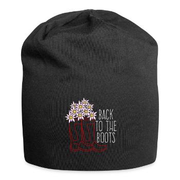 Red Rain Boots and Flowers - Jersey Beanie - black - Front
