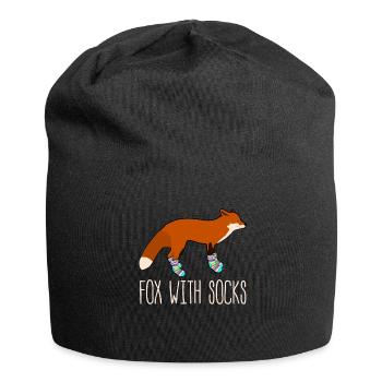 Fox with Winter Socks Sock Wool Socks - Jersey Beanie - black - Front