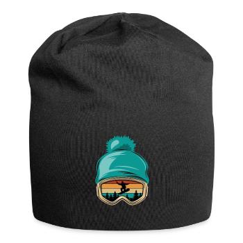 Snowboard, Halfpipe, Wintersport, Skibrille - Jersey-Beanie - Schwarz - Vorne