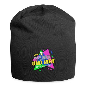 Schlager und Bier darum bin ich hier - 80er Jahre - Jersey-Beanie - Schwarz - Vorne