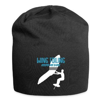 Wing Foiling Wing Surfing Winging - Jersey-Beanie - Schwarz - Vorne