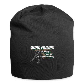 Wingsurfing Wing Foiling Winging - Jersey-Beanie - Schwarz - Vorne