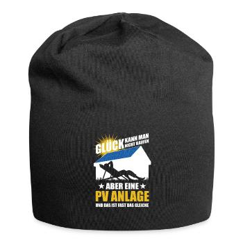 Glück kann man nicht kaufen aber eine PV Anlage - Jersey-Beanie - Schwarz - Vorne