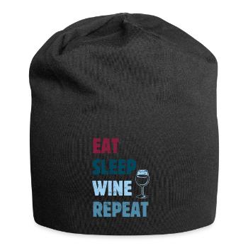 Eat Sleep Wine Repeat - Wine Saying - Jersey Beanie - black - Front