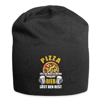 Pizza löst die meisten meiner Probleme - Bier - Jersey-Beanie - Schwarz - Vorne