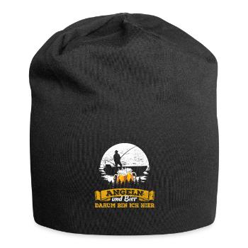 Angeln und Bier darum bin ich hier - Jersey-Beanie - Schwarz - Vorne