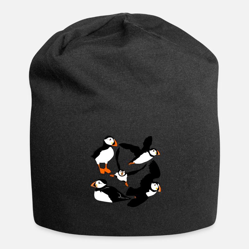 Puffin Flying Puffins - Jersey Beanie - black