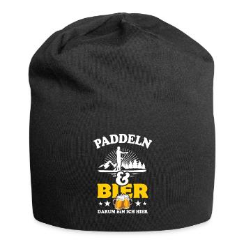 Paddeln & Bier - darum bin ich hier - SUP Spruch - Jersey-Beanie - Schwarz - Vorne