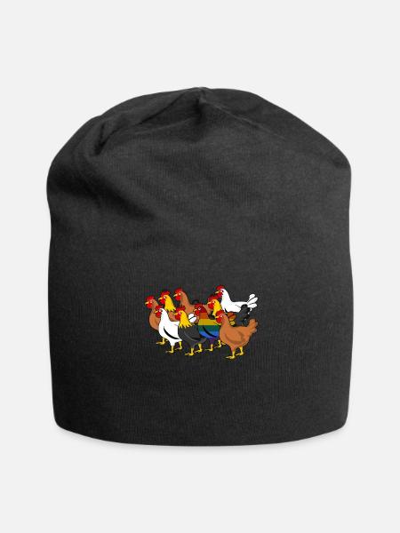 LGBT Gay Chicken Lesbian Rainbow Flagge - Jersey-Beanie - Schwarz