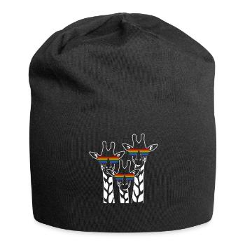LGBT Giraffes Lesbian Rainbow Flag - Jersey Beanie - black - Front