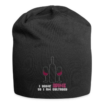 Vino Wine Drinker Wine Glass - Jersey Beanie - black - Front
