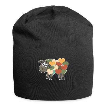Sheep Retro Hearts - Jersey Beanie - black - Front