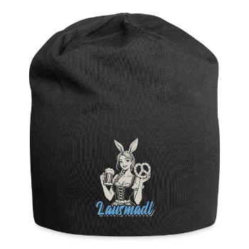 Lausmadl - Madl im Dirndl - Bier und Bretzel - Jersey-Beanie - Schwarz - Vorne