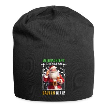 Weihnachtsmann Bier Saufen Alkohol Weihnachten - Jersey-Beanie - Schwarz - Vorne