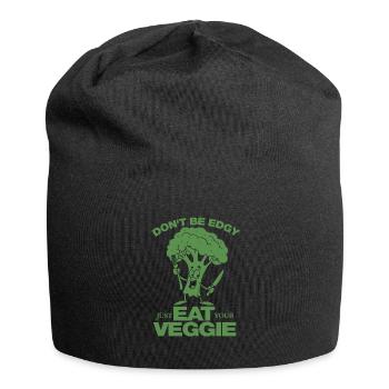 Don't be edgy just eat your Veggie - vegan - Jersey Beanie - black - Front