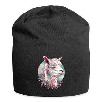 Alpaca Llama Animal Nature Zoo Andes Inca Colorful Art - Jersey Beanie - black - Front