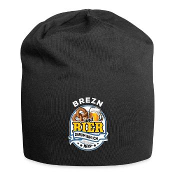 Brezn & Bier - darum bin ich hier - Jersey-Beanie - Schwarz - Vorne