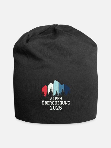 Alpen Überquerung 2025 - Fahrrad Wandern Routen - Jersey-Beanie - Schwarz