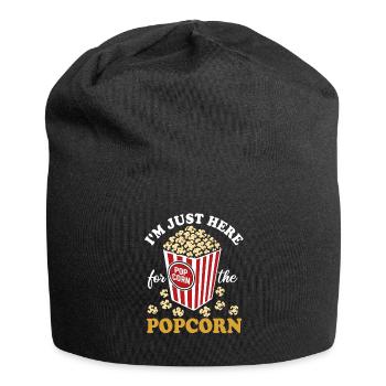 Je suis juste ici pour le pop-corn - croustillant et délicieux - Bonnet en jersey - noir - Devant