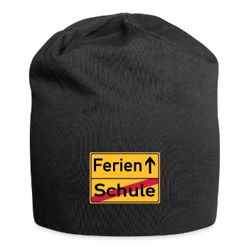 Schule - Ferien - Ortsschild - Jersey-Beanie - Schwarz - Vorne