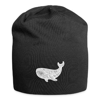 Grande baleine nageant Vintage créature de mer - Bonnet en jersey - noir - Devant