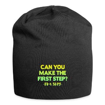 Kannst du den ersten Schritt machen? - Jersey-Beanie - Schwarz - Vorne