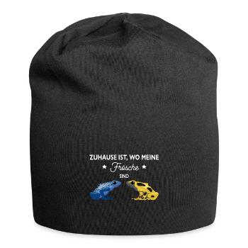 Zuhause ist wo meine Frösche sind Pfeilgiftfrosch - Jersey-Beanie - Schwarz - Vorne