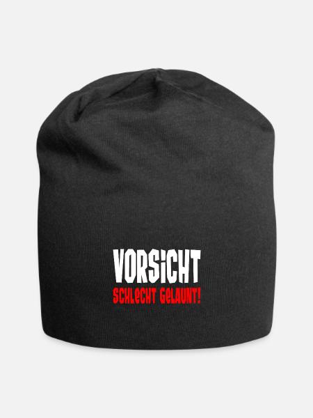 Vorsicht Schlecht Gelaunt - Jersey-Beanie - Schwarz
