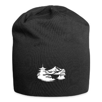 Maison japonaise Asiatique Paysage Design - Bonnet en jersey - noir - Devant