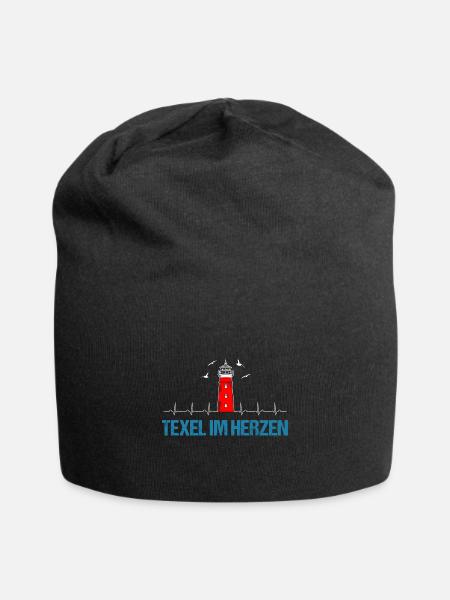 Texel Holland Leuchtturm Herzschlag - Jersey-Beanie - Schwarz