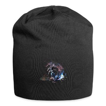 Outer Space Galaxy Nebula Astronaut Surfer Surfing - Jersey Beanie - black - Front