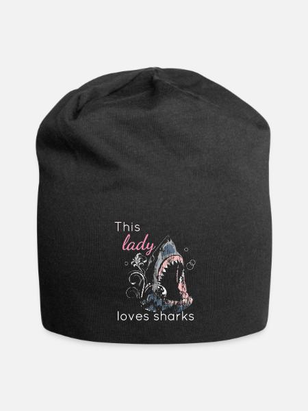 Hai-Liebhaber Diese Dame liebt Haie - Jersey-Beanie - Schwarz