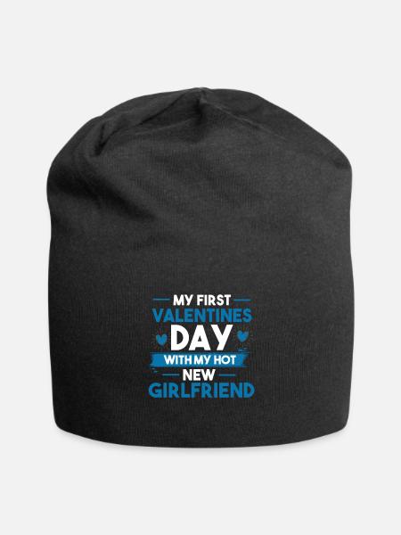 Ma première Saint Valentin avec mon nouveau chaud - Bonnet en jersey - noir