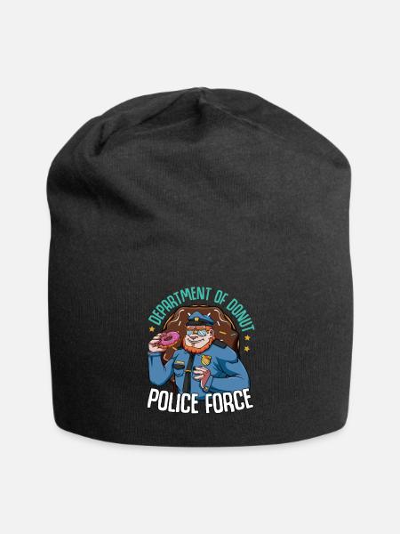 Donuts Polizei Polizist Zuckerguss Candy Geschenk - Jersey-Beanie - Schwarz