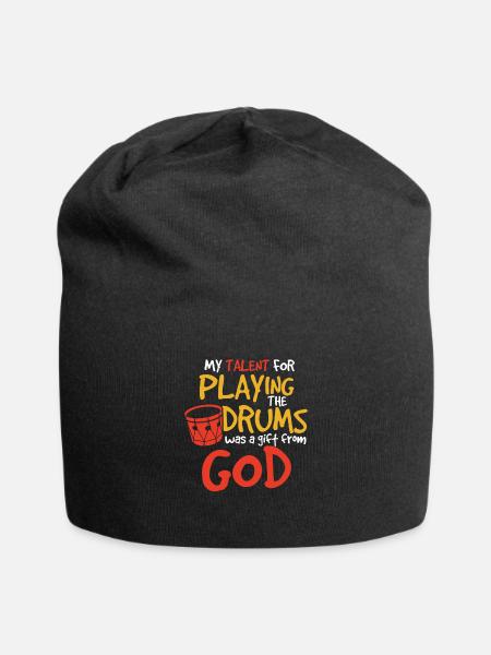 Schlagzeug Schlagzeuger Jesus Trommel Geschenk - Jersey-Beanie - Schwarz