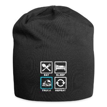 Eat Sleep Truck Repeat Trucker LKW Fahrer Geschenk - Jersey-Beanie - Schwarz - Vorne