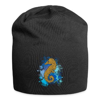 Seepferd | Seepferdchen | Hippocampus - Jersey-Beanie - Schwarz - Vorne